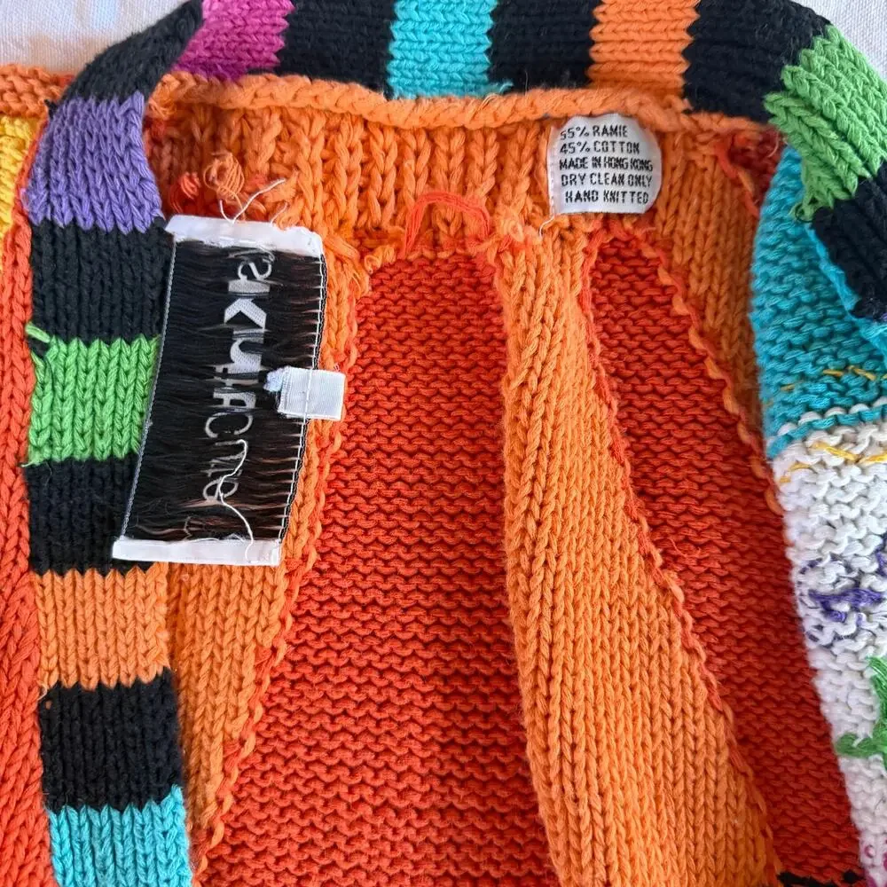 Vintage IsKnitCute! Spring Garden Rabbit Multicolor Knit Vest Womens Plus Size 2